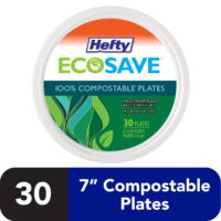 Hefty ECOSAVE Compostable Paper Plates, 6- Inch, 30 Count