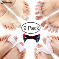 Spencer Pack of 9 Silicone Gel Bunion Corrector Kit Unisex Hallux Valgus Toe Separator & Straighteners Bunion Splint Orthotic for Overlapping Toes, Big Toe Joint