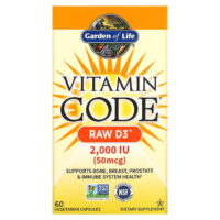 Vitamin Code, RAW D3, 50 mcg (2,000 IU), 60 Vegetarian Capsules, Garden of Life