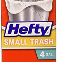 Hefty Small Trash Flap Tie Bag, 4 Gal Capacity, Gray, 30 Count