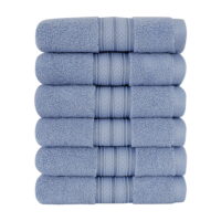 Unique Bargains 6-Pack 100% Cotton Absorbent Bathroom Towel Blue