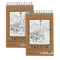 U.S. Art Supply 5.5' x 8.5' Premium Spiral Bound Sketch Pad, Pad of 100-Sheets, 60 Pound (100gsm) (Pack of 2 Pads)