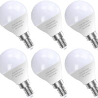 6 Pack Bright Ceiling Fan Light Bulbs, 120V 60 Watt Equivalent, 5000K E12 A15 Shape Candelabra Base Chandelier Led Bulb, Non-Dimmable