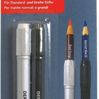 Derwent Pencil Extender Set, Silver and Black, For Pencils up to 8mm, 2 Pack (2300124)