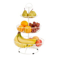 White Metal Fruit Basket, 3 Tier Kitchen Storage for Vegetables, Produce, and Counter Decor, 18 inches