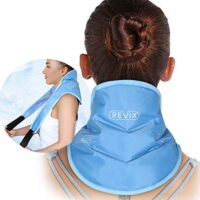 REVIX Neck Ice Pack Wrap with Strap and Soft Plush Lining Cold Pack for Neck Pain Relief, Cool Reusable Freezer Gel Pad for Swelling, Injuries and Post-Surgery Recovery