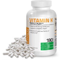 Bronson Vitamin K Triple Play (Vitamin K2 MK7 / Vitamin K2 MK4 / Vitamin K1), 180 Capsules