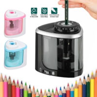 Electric Pencil Sharpener, Auto & Safety Features Electric Pencil Sharpener, Heavy Duty Helical Blade Electric Pencil Sharpener, 2AA Battery Powered (Battery not included)