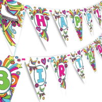 Roller Skating Rainbow Happy Birthday Banner Pennant