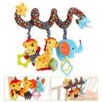 Car Seat Toys, Infant Baby Activity Spiral Plush Toys with Music Box BB Squeaker, Stroller Toys Hanging Rattle Toys for Newborn 0 3 6 9 12 Months