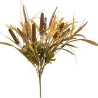 Admired By Nature 14 Stems Artificial Cattail Wheat Fall Harvest Mix Bush Home, Office, Hotel and Bridal Wedding Arrangement Decoration, Tuscany