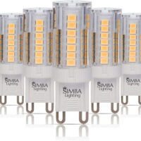 Simba Lighting LED G9 T4 JCD 4W 40W Replacement Bulbs 120V Bi-Pin Base 3000K Soft White 5-Pack