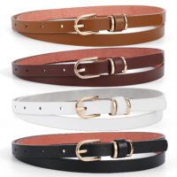 JASGOOD Set of 4 Women's Skinny Leather Belt with Gold Alloy Buckle for Jeans Pants