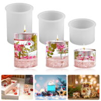 3pcs Cylinder Candle Mold for Candle Making, TSV Cylindrical Candlestick Epoxy Casting Molds, Pillar Candles Resin Mould for Wax, Soaps, Polymer Clay, DIY Aromatherapy Candles
