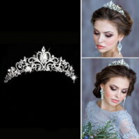 Bridal Wedding Crown and Tiara with Crystals for Bride Hair Accessories Silver Hart Tiara for Women and Girls