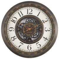 Mainstays 15.5' Indoor Round Aged Bronze Arabic Number Industrial Gear Wall Clock with Quartz Movement