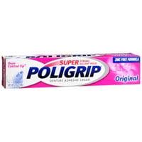Super Poligrip Denture Adhesive Cream, Original And Storng Hold - 2.4 Oz, 2 Pack