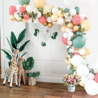 YANSION Balloon Arch Kit, Sage Green Pink Balloon Arch Garland Kit,Green Pink Apricot White Metallic Gold Party Balloons for Boys Girls Birthday Baby Shower Wedding Safari Jungle Party Decoration
