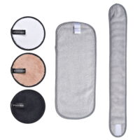 Byootique Makeup Removal Kit with Removing Towel 3 Pack Remover Pads Spa Hairband Reusable
