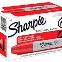 Permanent Marker, 5.3mm Chisel Tip, Red, Dozen