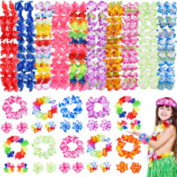 Fun Little Toys 80 Pcs Hawaiian Flower Series,Tropical Hawaiian Necklace, Headbands,  Wedding Birthday,Summer Party Decorations for Kids Adults