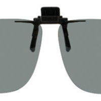 Polarized Clip-on Flip-up Plastic Sunglasses - Square - 64mm Wide X 56mm High (147mm Wide) - Polarized Grey Lenses
