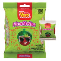 Vero PicaMelon Watermelon Artificially Flavored Gummy Coated with Chili and Sugar, Net Wt. 21 Ounces, 100 Count Bag