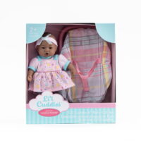 Madame Alexander Li'l Cuddles 8 inch Dark Skin Tone Baby Doll Carrier Set