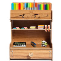 Bamboo Pen Organizer Pen Holder Box Bamboo Desk Organiser Part Stationery Storage Organiser Office Tidy
