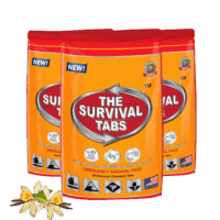 6 days Emergency survival food tabs none-GMO gluten-free 25 years shelf life 24 Tabs Vanilla x 3 pouches