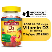 Nature Made Vitamin D3 2000 IU (50 mcg) Gummies, 150 Count, Vitamin D, Dietary Supplement