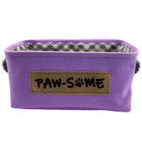 Posh Paws - Pet Storage Bin 'Pawsome' - Pink. Large size rectangle toy  bin (L: 14.5'' x H: 6.75'')