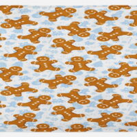 Gingerbread Man Kitchen Mat, Traditional Christmas Cookie Pattern Tile, Plush Decorative Kitchen Mat with Non Slip Backing, 47' X 19', Pale Caramel Pale Blue, by Ambesonne