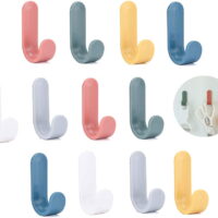 12pcs Self Adhesive Colorful Hooks, Self Adhesive Bathroom Wall Hooks Hand Towel Rack Kitchen Office Coat Racks Kids Towel Hooks