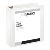 Just Basics Basic Round-Ring View Binder, 3' Rings, 61% Recycled, White