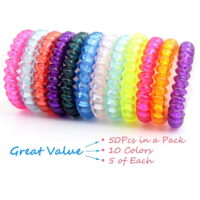 50 Pcs Spiral Hair Ties No Crease, Colorful Traceless Hair Ties, Elastic Coil Hair Ties, Phone Cord Hair Ties, Waterproof Hair Coils for Women Girls, Multicolor