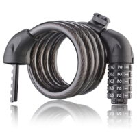 Originalsourcing 47' Long Bike Lock Cable, Basic Self Coiling Combination Steel Cable Bike Locks Ring Lock