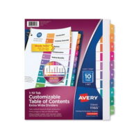 Customizable TOC Ready Index Multicolor Dividers 10-Tab, Letter