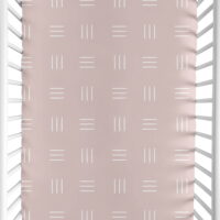 Boho Hatch Mauve and White Mini Fitted Crib Sheet by Sweet Jojo Designs