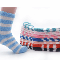 Coxeer 6 Pairs Womens Winter Warm Towel Socks Thickened Stripes Terry Socks Comfortable Soft Half Cashmere Socks (Random Color)