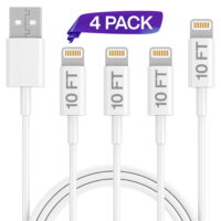 iPhone Lightning Cable, MFI Certified Ixir, 4 Pack 10FT USB Cable, For Apple iPhone Xs,Xs Max,XR,X,8,8 Plus,7,7 Plus,6S,6S Plus,iPad Air,Mini/iPod Touch/Case, Charging Cord