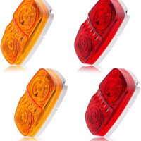 Kojem 4PCS Trailer Marker Lights Clearance Lights Rectangular Universal Side Marker Lights with 10 LED Units for Trucks, RVs, SUVs, Boats and - Vehicles - 2 Red & 2 Amber
