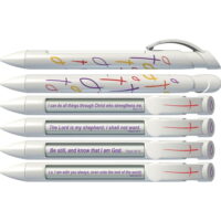 Greeting Pen Cross & Fish Scripture Pens, Scripture Verses with Rotating Messages, 6 Pen Set (36001)