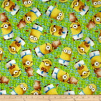 Minions Despicable Me Lite GREEN EGYPTIAN TOSS 100% Cotton Fabric By The Yard