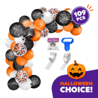 Halloween Decorations Balloons Arch Garland Kit 109 PCS, Orange Black White Confetti Balloons with Spider Web, Halloween Party Decorations Supplies for Outdoor, Indoor, Home