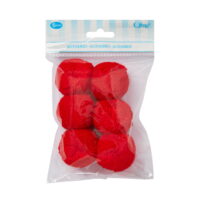 Offray Red 1 1/2' Acrylic Yarn Pom Poms great for decorating apparel and creative DIY craft ideas, 6 Count, 1 Package