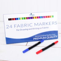 Threadart Fabric Markers, Set of 24, Permanent Dual-Tip Textile Marker, Assorted Colors, Art Supplies for Coloring T-Shirts, Jeans, Jackets, and Backpacks