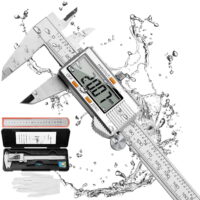 RAGU Digital Caliper Stainless Steel 6 inch, Electronic Vernier Caliper Measuring Tool with Large LCD Display Gauge, Inch/Metric Conversion, 20 cm Steel Ruler and Glove for Household Measuring Tool
