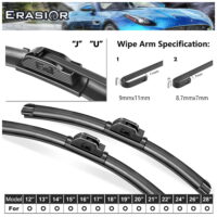 Erasior 26'+17' Fit For Nissan Maxima 2005 Windshield Wiper Blades 26 Inch + 17 Inch Replacement Bracketless Wiper For Car Front Window, Set of 2