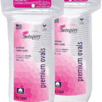 Swisspers Premium 100 Percent Cotton Ovals, Reclosable Bags, 50 Count Bags, 2 Pack (100 Count Total)